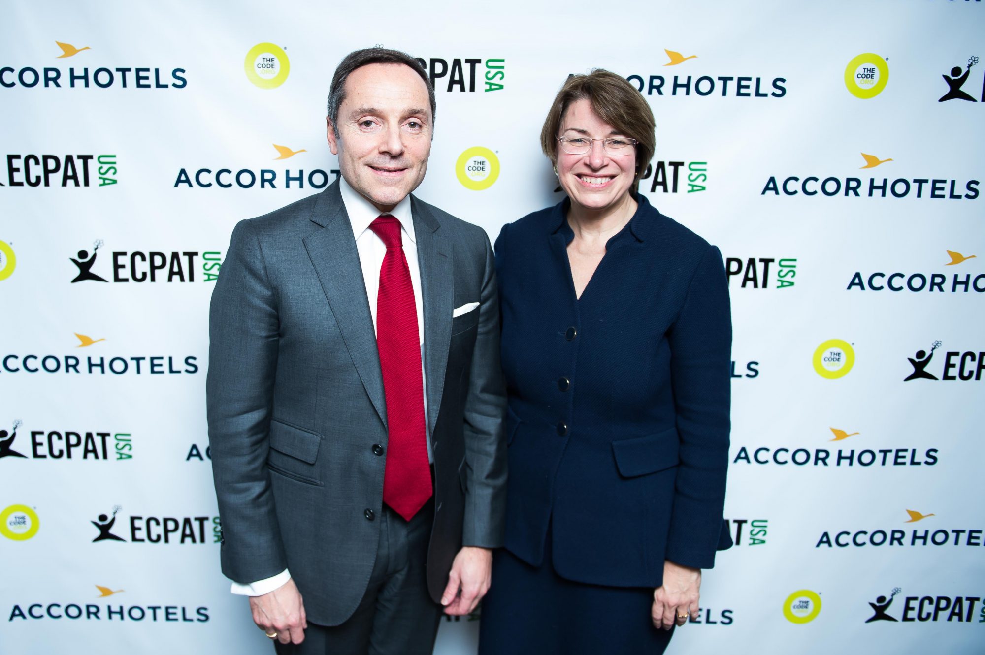 Christophe Alaux, AccorHotels CEO North America, Central America and Caribbean and Senator Amy Klobuchar (D-MN) - AccorHotels Signs The Code.jpg