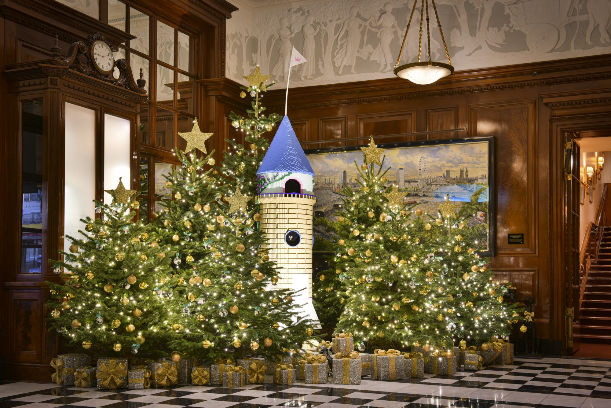 A Princess Rocket Castle at the Savoy London part of The LEGO Group Twelve Rebuilds of Christmas takeover–jpg