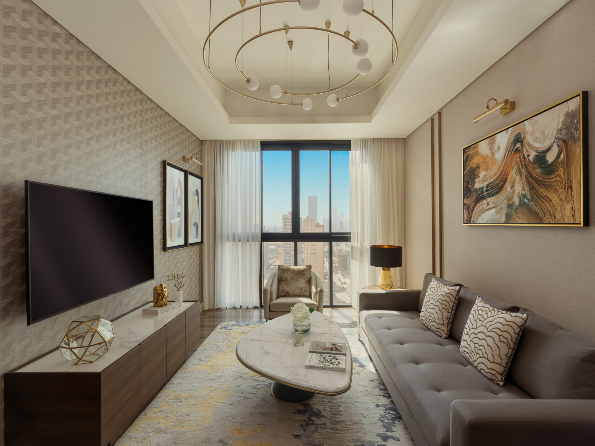 Fairmont Ramla Serviced Residences Riyadh living room 2 -jpg