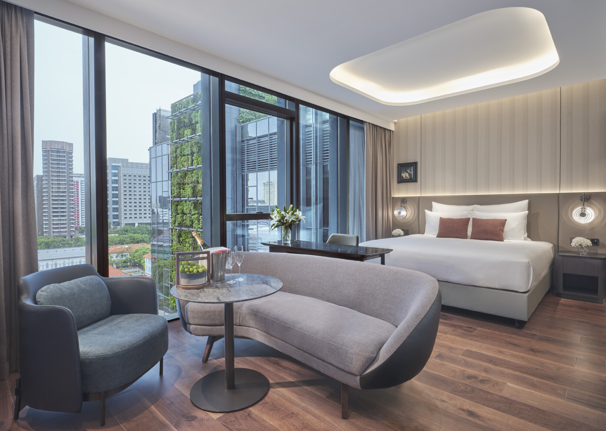 Pullman Singapore Hill Street_Studio Suite (pool view)_Living _ Bed area-jpg