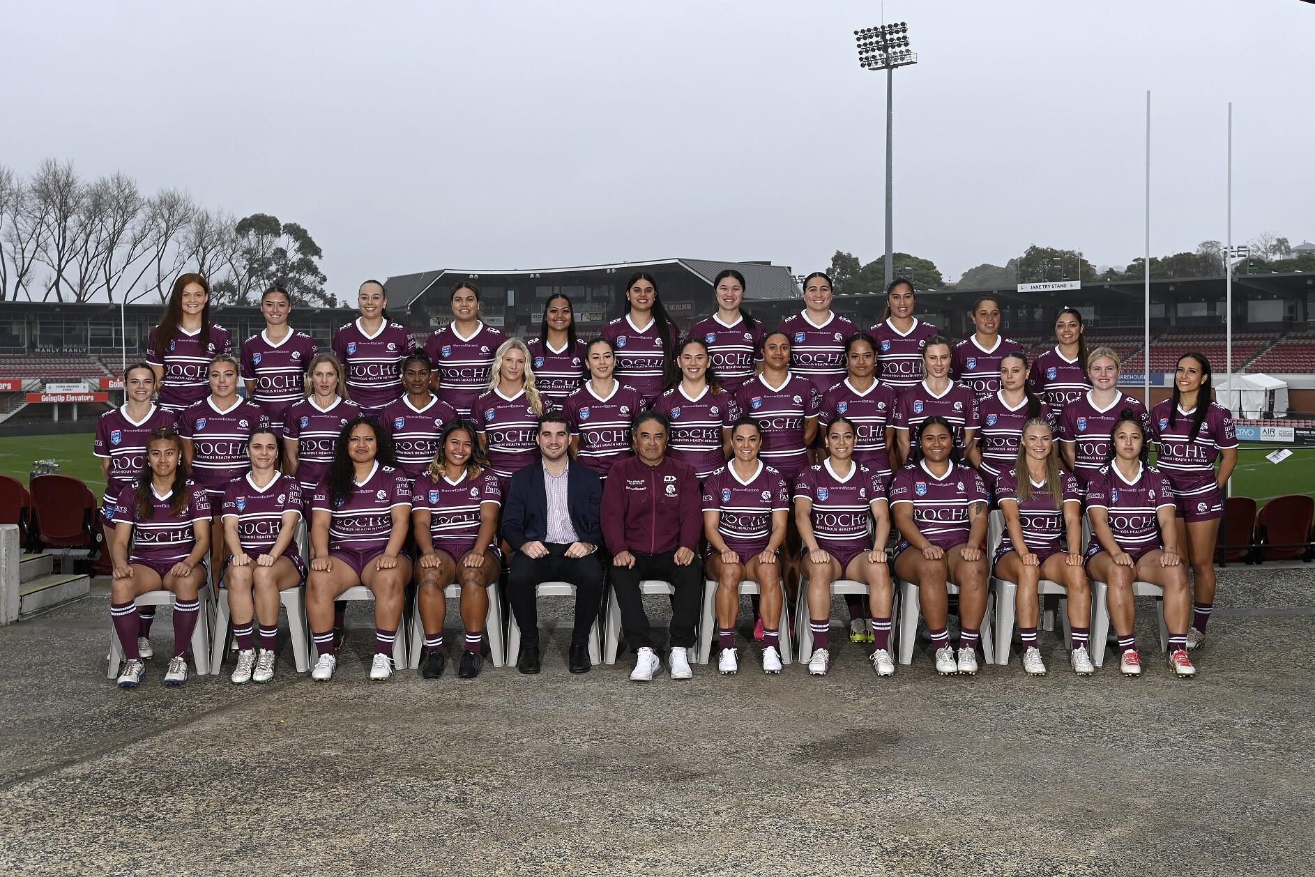 Scott Bear with the Sea Eagles' Harvey Norman NSW Women's Premiership team-jpg